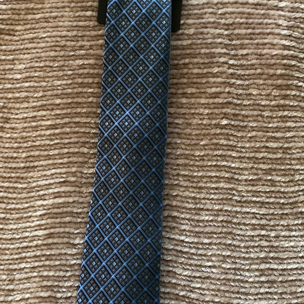 Bespoke Blue Classic Tie with Diamond Pattern